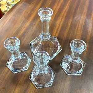 Elegant Clear Glass Candle Holders Set